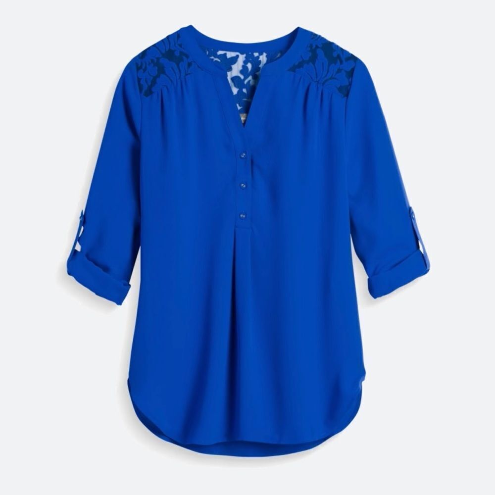 Market & Spruce Vardy Embroidery Detail Blouse (Cobalt Blue)